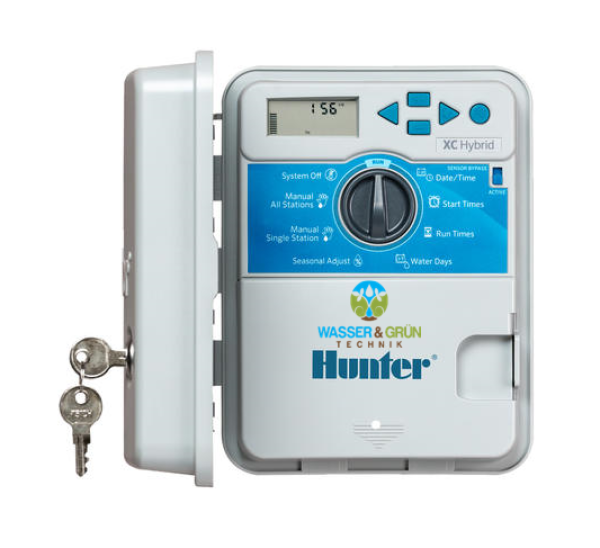 XC HYBRID Hunter Steuegerät Batteriebetrieb, XCH-600 6 Stationen, XC-Hybrid 12, XCH-600-SS Edelstahlgehäuse,  Indoor & Outdoor / (Modell) Hunter XCH